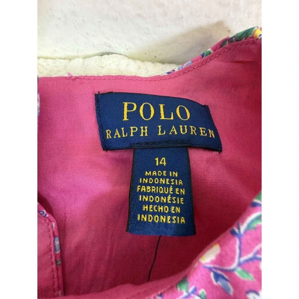 NWT‎ Ralph Lauren Big Girls 14 Pink Floral Sleeveless Party Dress Bloomingdale's